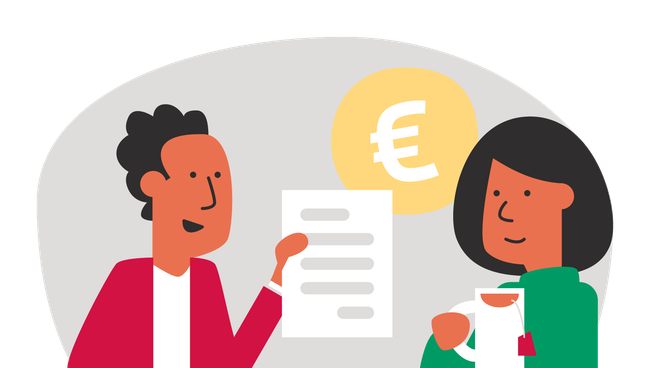 illustratie adviseur geeft offerte aan klant